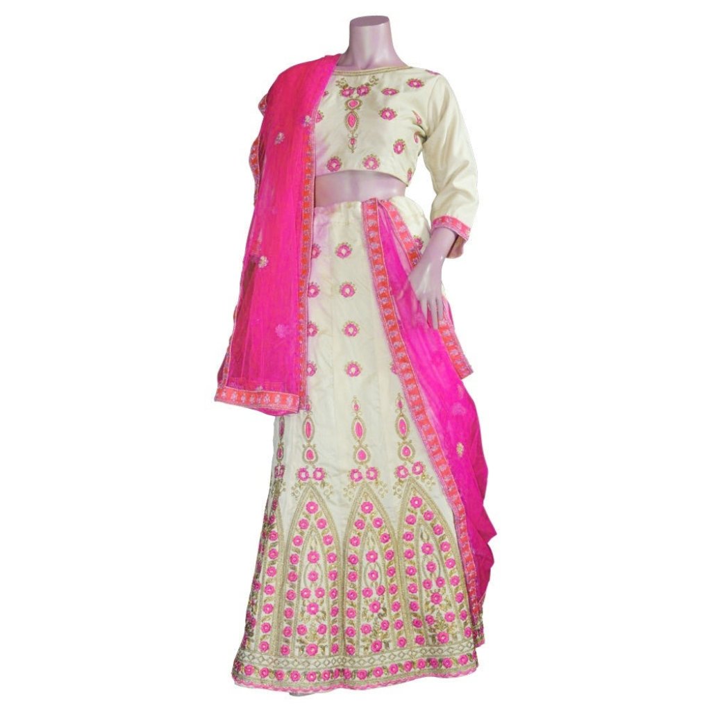 Beige Embroidered Lehenga